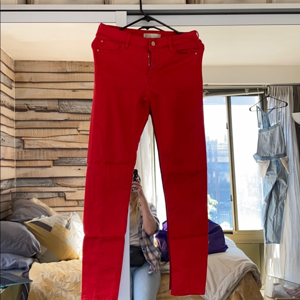 Zara red stretch denim